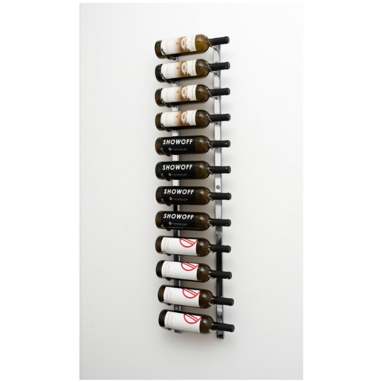 Picture of 4' W Series Brushed Nickel 12 Bottle 1-Deep Label-Forward Metal Wall Mounted Wine Rack