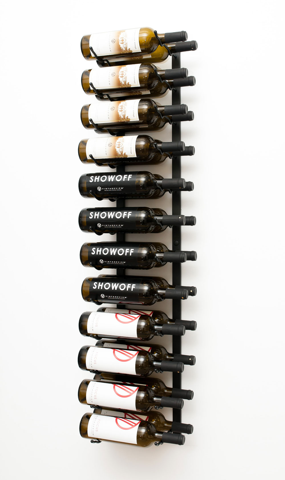 4' W Series Matte Black 24 Bottle 2-Deep Label-Forward Metal Wall ...
