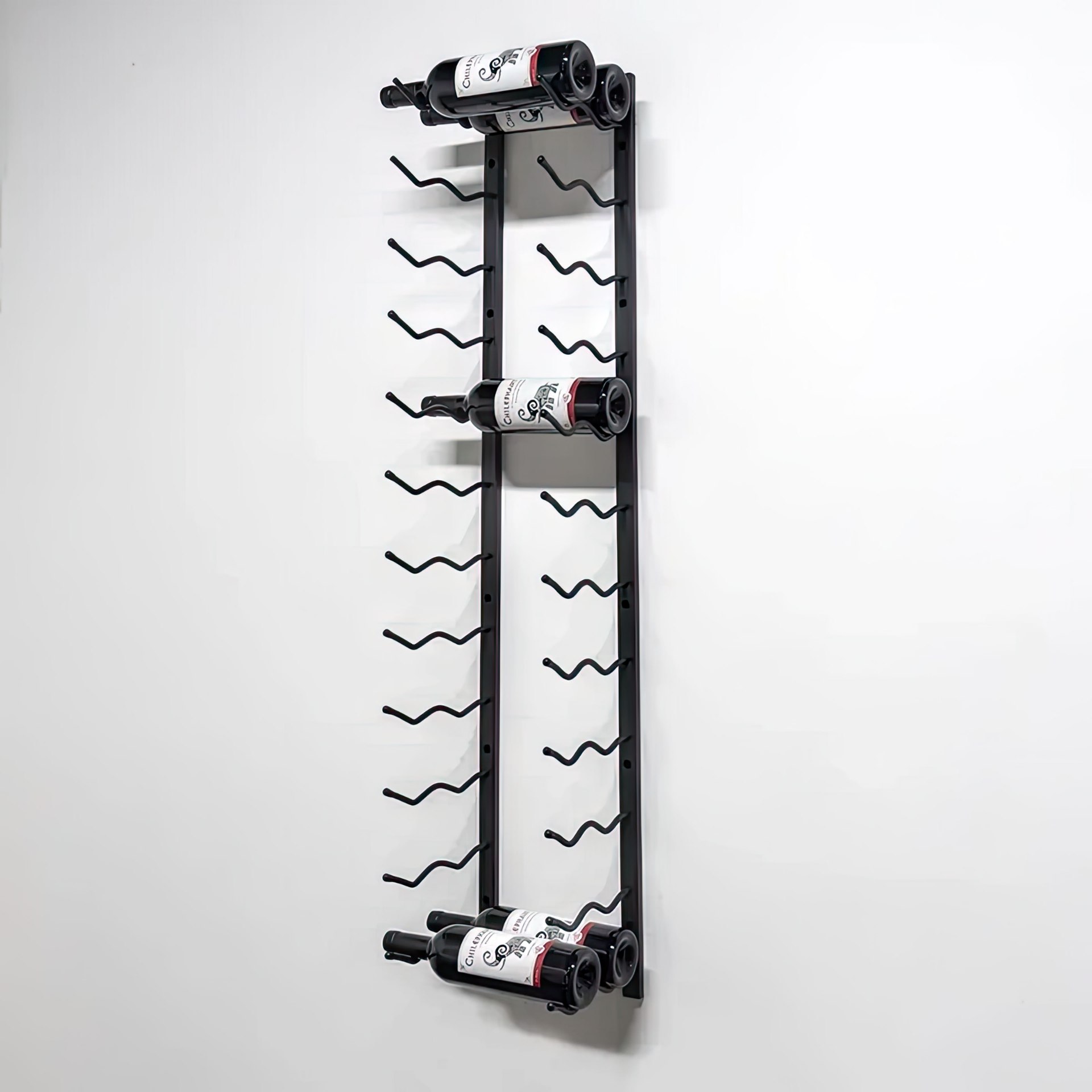 18-Bottle Matte Black Metal Wall Mounted Wine Rack - Modvino